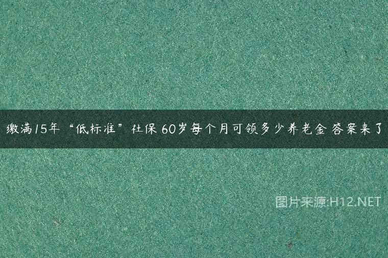 缴满15年“低标准”社保 60岁每个月可领多少养老金 答案来了