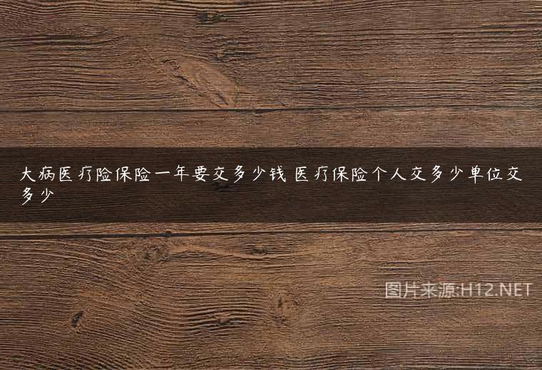 大病医疗险保险一年要交多少钱 医疗保险个人交多少单位交多少