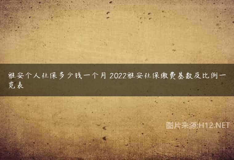 雅安个人社保多少钱一个月 2022雅安社保缴费基数及比例一览表