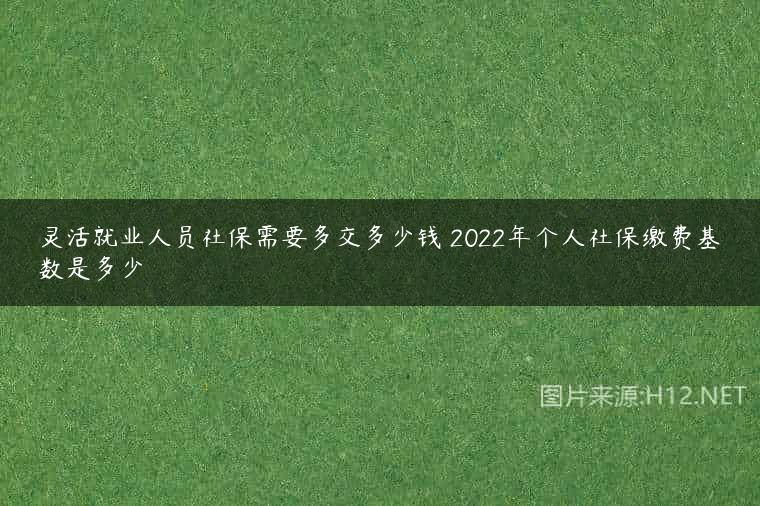 灵活就业人员社保需要多交多少钱 2022年个人社保缴费基数是多少