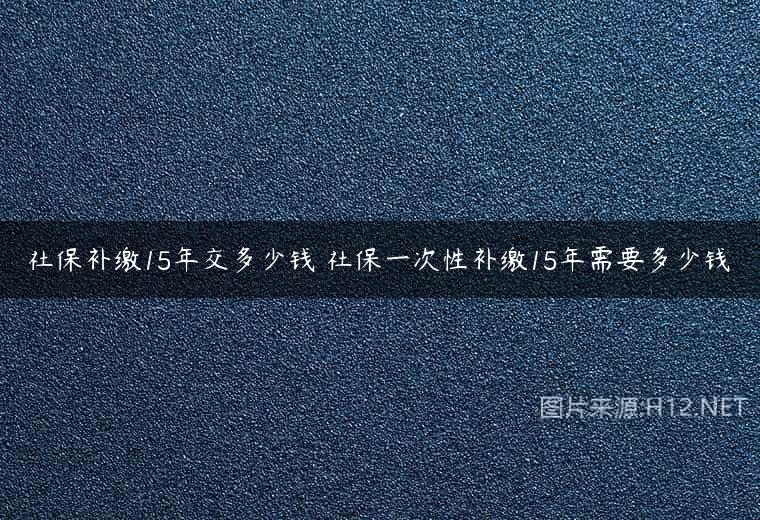 社保补缴15年交多少钱 社保一次性补缴15年需要多少钱