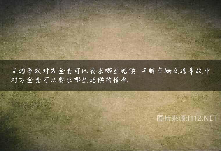 交通事故对方全责可以要求哪些赔偿-详解车辆交通事故中对方全责可以要求哪些赔偿的情况
