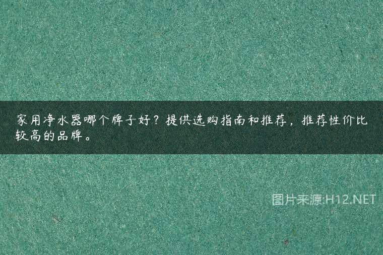 家用净水器哪个牌子好？提供选购指南和推荐，推荐性价比较高的品牌。