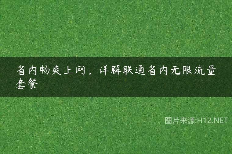 省内畅爽上网，详解联通省内无限流量套餐