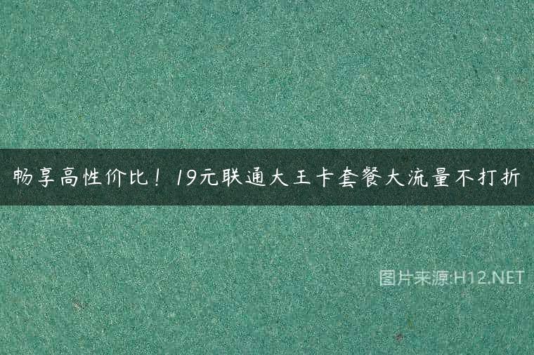 畅享高性价比！19元联通大王卡套餐大流量不打折