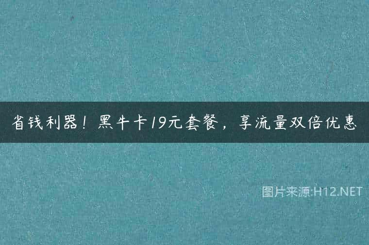 省钱利器！黑牛卡19元套餐，享流量双倍优惠