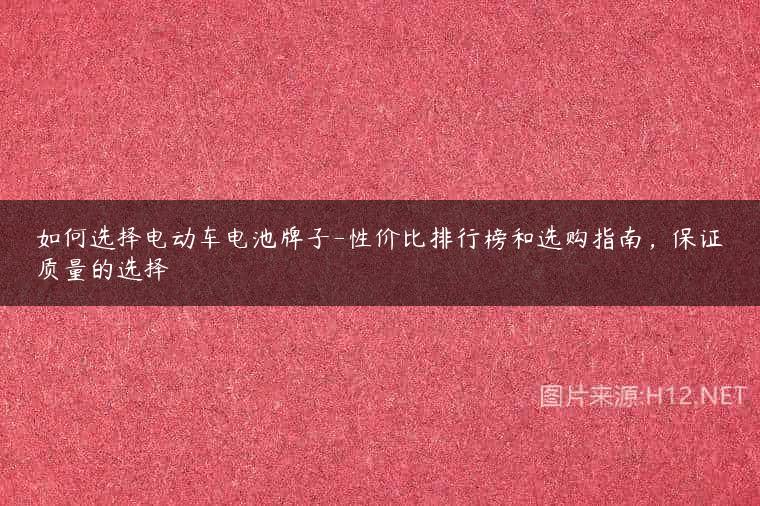 如何选择电动车电池牌子-性价比排行榜和选购指南，保证质量的选择