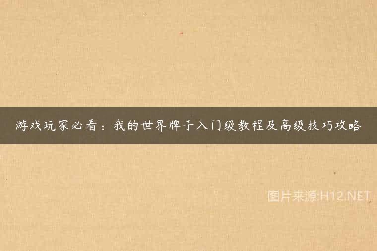游戏玩家必看：我的世界牌子入门级教程及高级技巧攻略