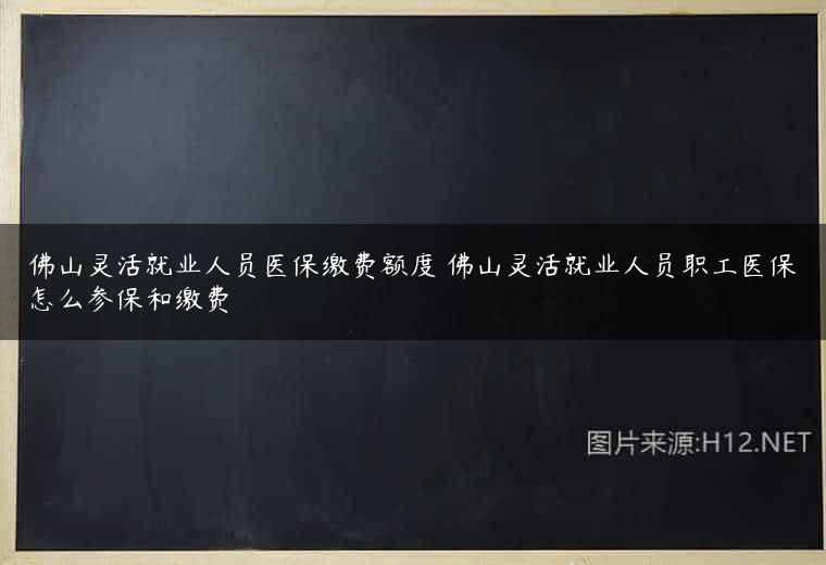 佛山灵活就业人员医保缴费额度 佛山灵活就业人员职工医保怎么参保和缴费