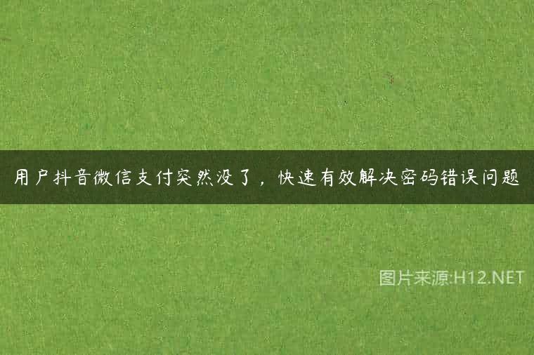 用户抖音微信支付突然没了，快速有效解决密码错误问题