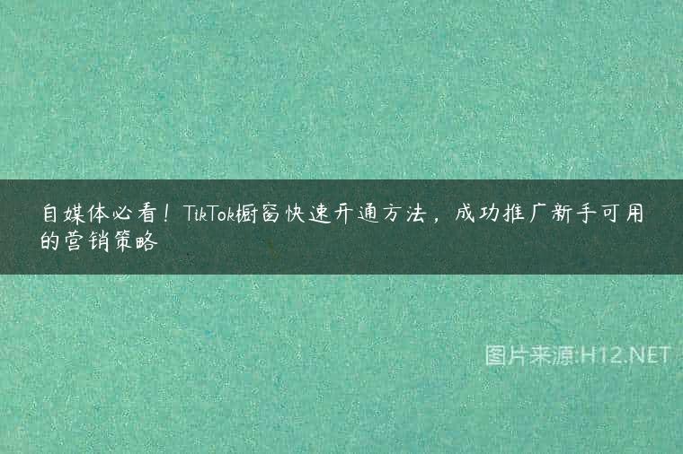 自媒体必看！TikTok橱窗快速开通方法，成功推广新手可用的营销策略