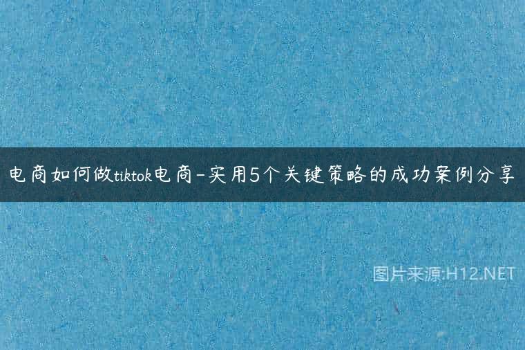 电商如何做tiktok电商-实用5个关键策略的成功案例分享