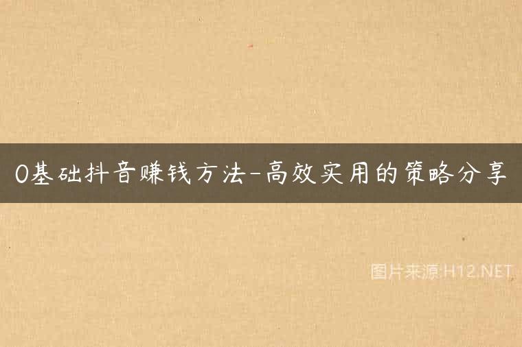 0基础抖音赚钱方法-高效实用的策略分享