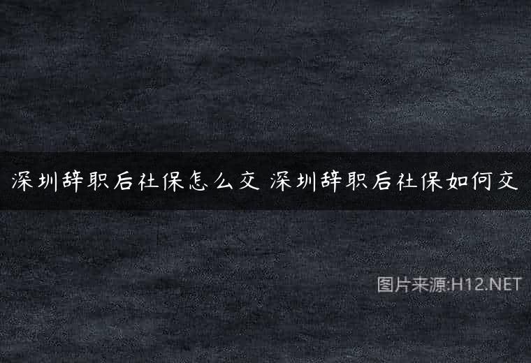 深圳辞职后社保怎么交 深圳辞职后社保如何交