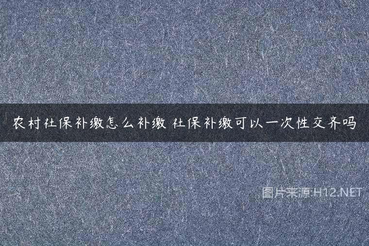 农村社保补缴怎么补缴 社保补缴可以一次性交齐吗