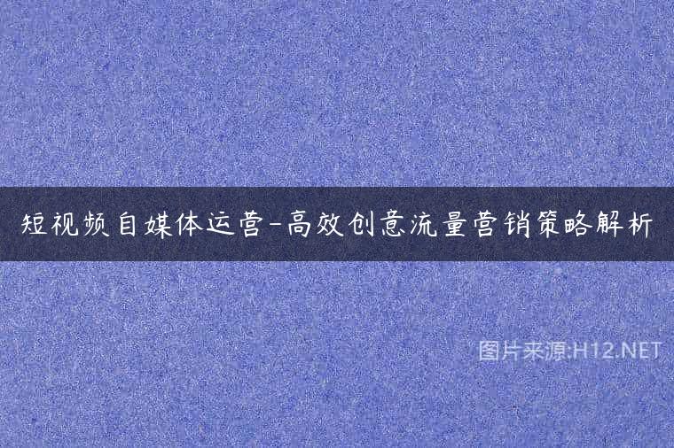 短视频自媒体运营-高效创意流量营销策略解析
