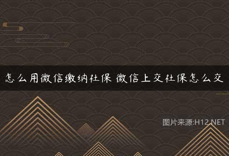 怎么用微信缴纳社保 微信上交社保怎么交