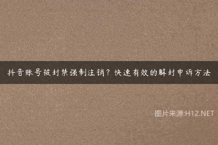 抖音账号被封禁强制注销？快速有效的解封申诉方法
