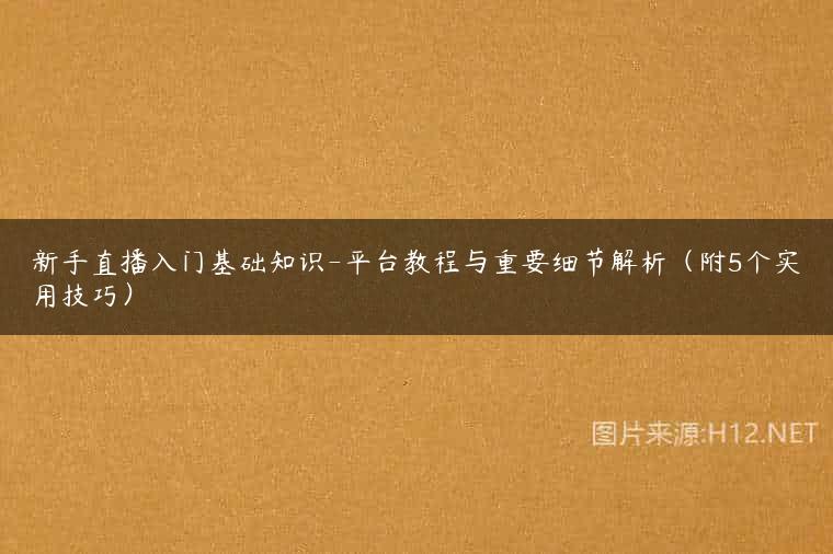 新手直播入门基础知识-平台教程与重要细节解析（附5个实用技巧）