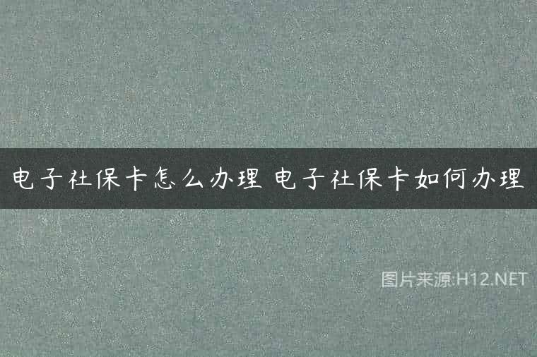 电子社保卡怎么办理 电子社保卡如何办理