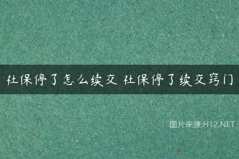 社保停了怎么续交 社保停了续交窍门