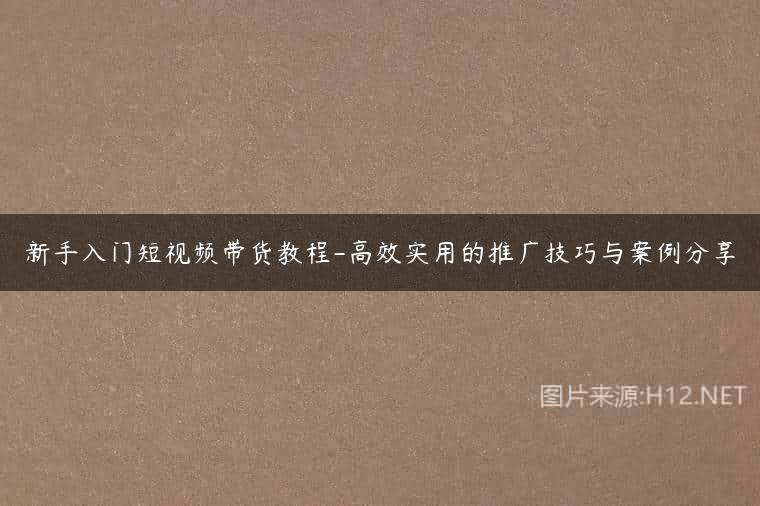 新手入门短视频带货教程-高效实用的推广技巧与案例分享