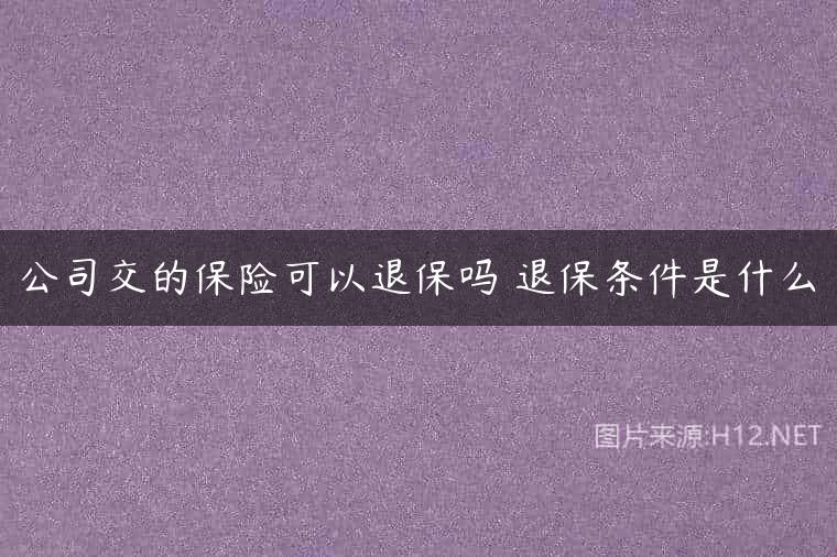 公司交的保险可以退保吗 退保条件是什么