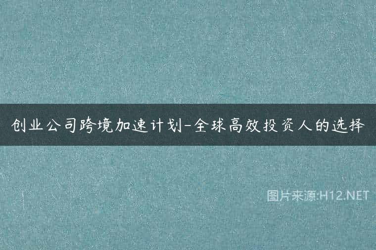 创业公司跨境加速计划-全球高效投资人的选择