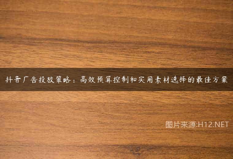 抖音广告投放策略：高效预算控制和实用素材选择的最佳方案