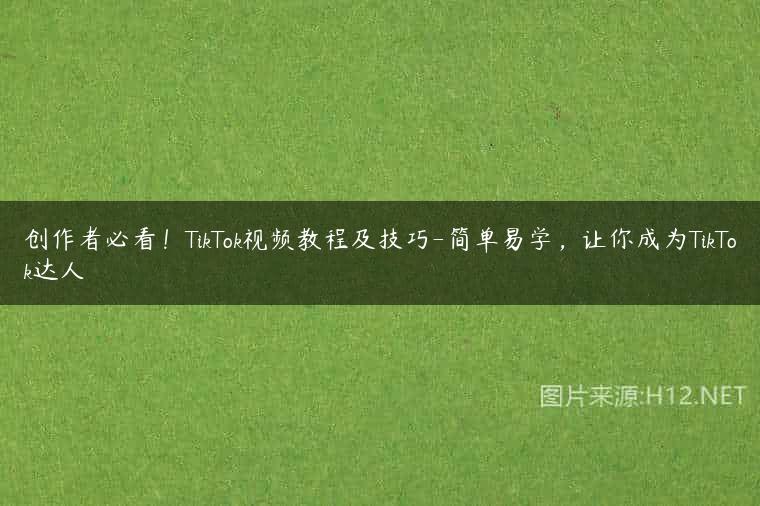 创作者必看！TikTok视频教程及技巧-简单易学，让你成为TikTok达人