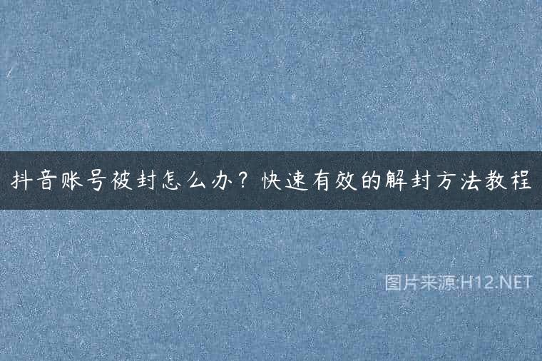 抖音账号被封怎么办？快速有效的解封方法教程