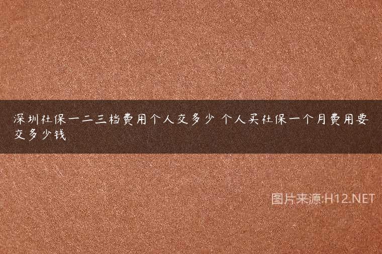 深圳社保一二三档费用个人交多少 个人买社保一个月费用要交多少钱
