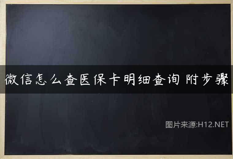 微信怎么查医保卡明细查询 附步骤