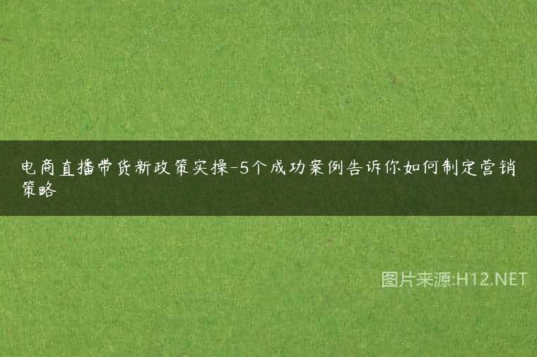 电商直播带货新政策实操-5个成功案例告诉你如何制定营销策略