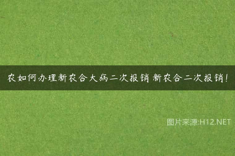 农如何办理新农合大病二次报销 新农合二次报销！