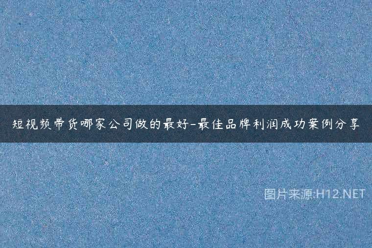 短视频带货哪家公司做的最好-最佳品牌利润成功案例分享
