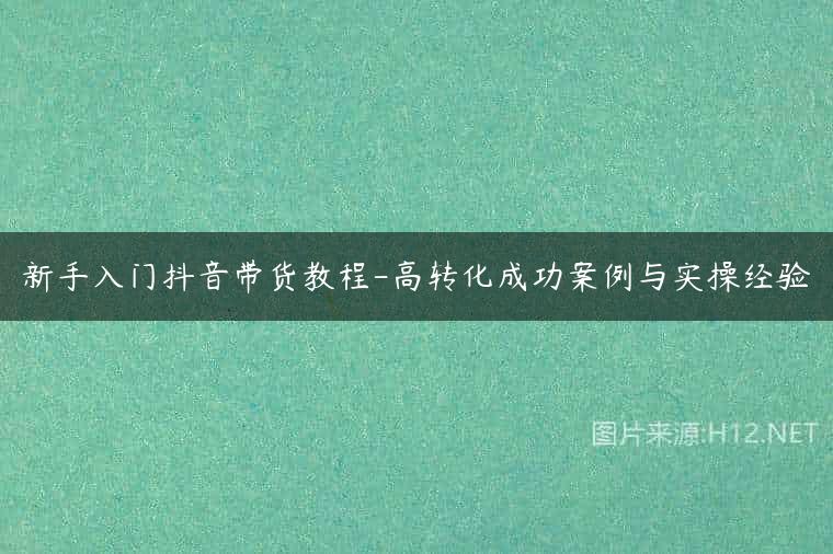 新手入门抖音带货教程-高转化成功案例与实操经验