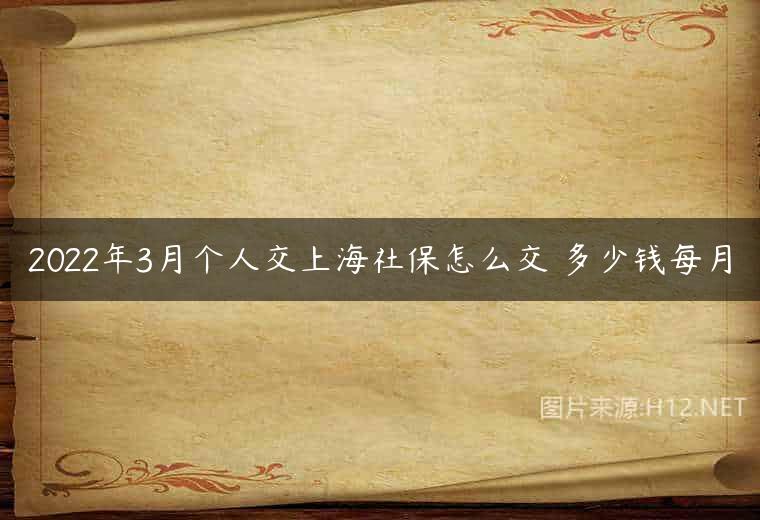 2022年3月个人交上海社保怎么交 多少钱每月