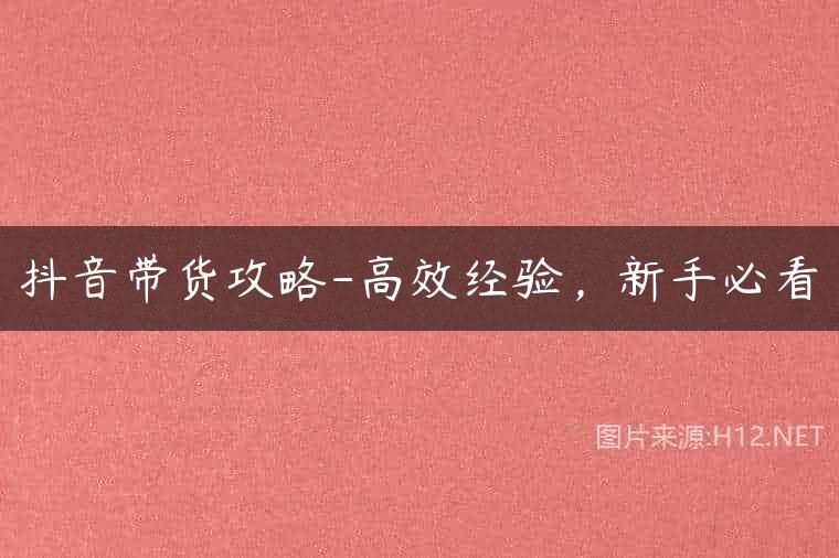 抖音带货攻略-高效经验，新手必看