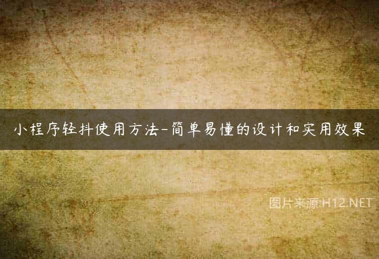 小程序轻抖使用方法-简单易懂的设计和实用效果