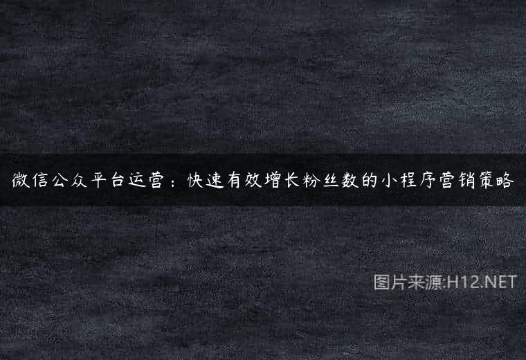 微信公众平台运营：快速有效增长粉丝数的小程序营销策略