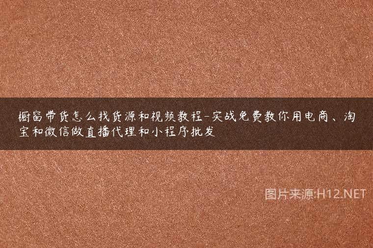 橱窗带货怎么找货源和视频教程-实战免费教你用电商、淘宝和微信做直播代理和小程序批发