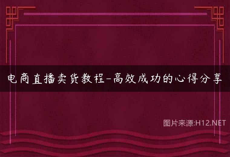 电商直播卖货教程-高效成功的心得分享