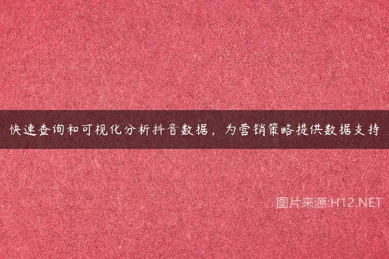 快速查询和可视化分析抖音数据，为营销策略提供数据支持