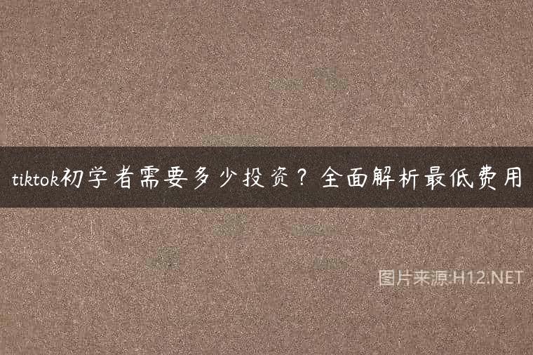 tiktok初学者需要多少投资？全面解析最低费用