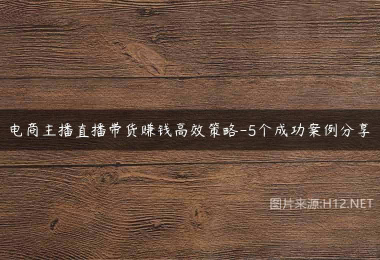 电商主播直播带货赚钱高效策略-5个成功案例分享