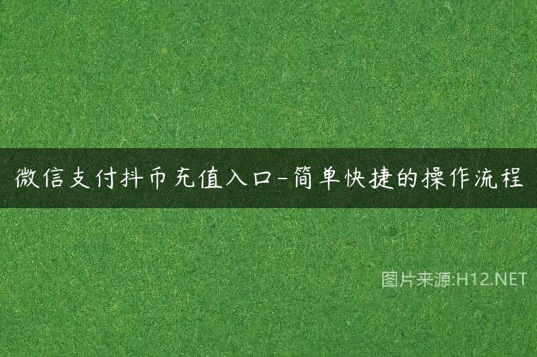 微信支付抖币充值入口-简单快捷的操作流程