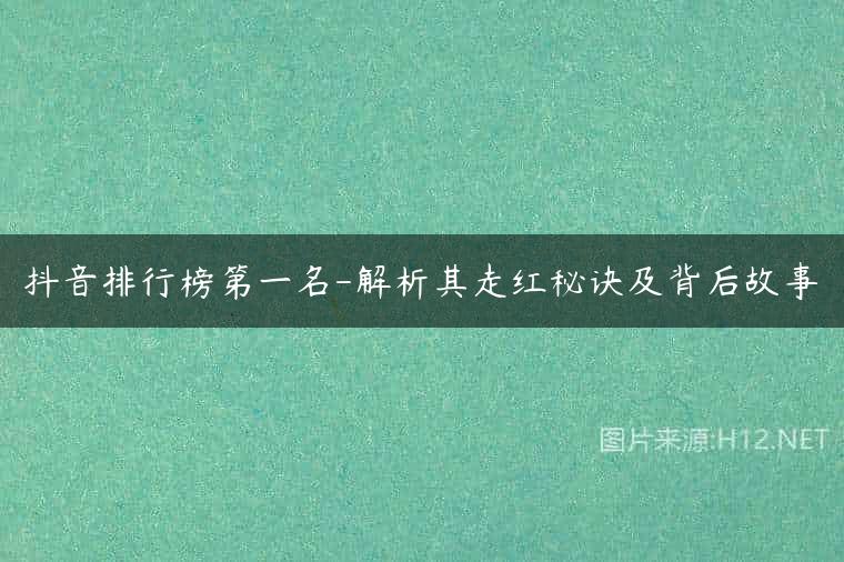 抖音排行榜第一名-解析其走红秘诀及背后故事