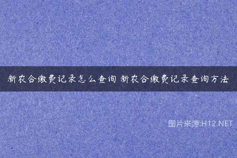 新农合缴费记录怎么查询 新农合缴费记录查询方法