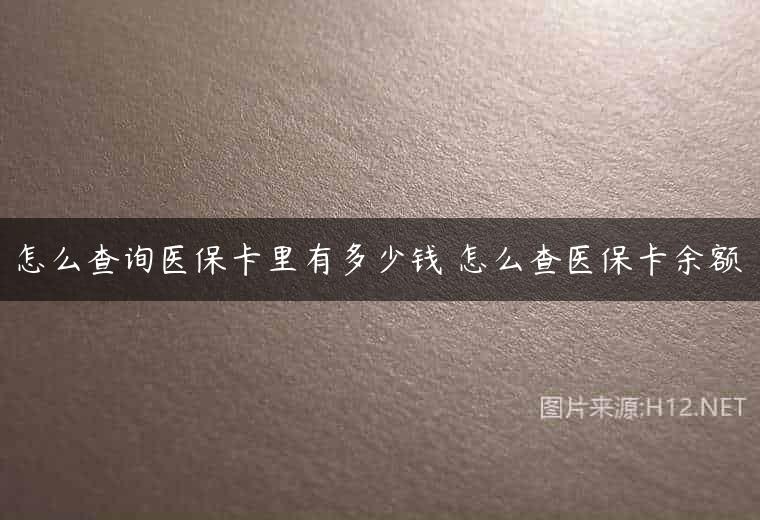 怎么查询医保卡里有多少钱 怎么查医保卡余额